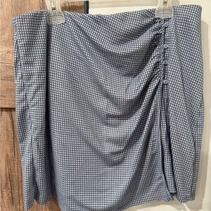URBAN Romantics Blue Gingham Draped Button-Accent Skirt